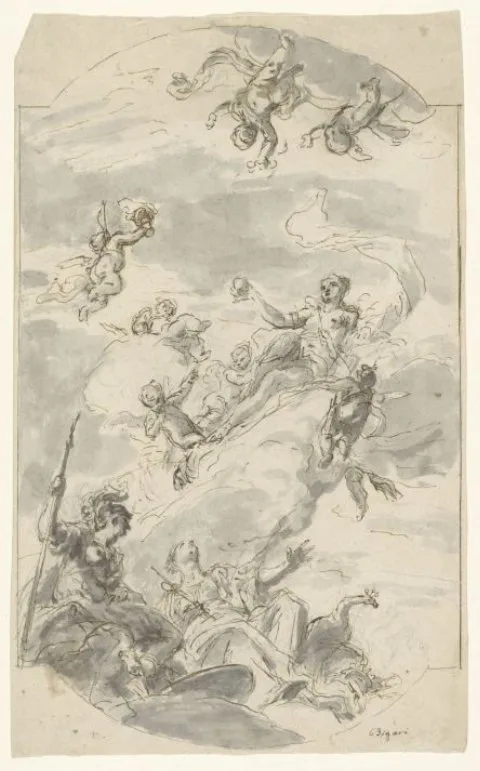 Vittorio Bigari, Ontwerp voor een plafondschildering met Venus, Minerva en Juno