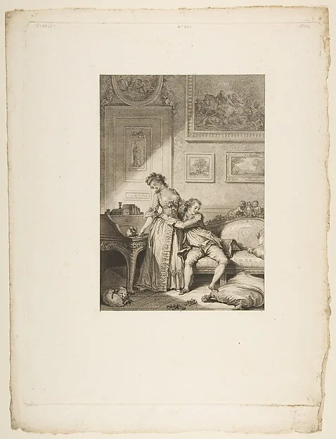 Jacques Aliamet, A Femme avare galant Escroc, from "Contes et nouvelles en vers par Jean de La Fontaine.  A Paris, de l'imprimerie de  P. Didot, l'an III de la République, 1795"