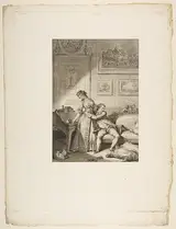 Jacques Aliamet, A Femme avare galant Escroc, from "Contes et nouvelles en vers par Jean de La Fontaine.  A Paris, de l'imprimerie de  P. Didot, l'an III de la République, 1795"