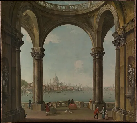 Antonio Joli, Capriccio with St. Paul's and Old London Bridge