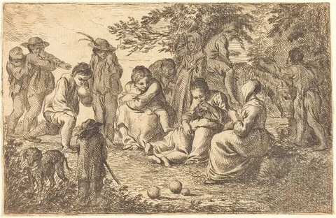 Pierre Parrocel, Children with Donkey and Dog in a Clearing