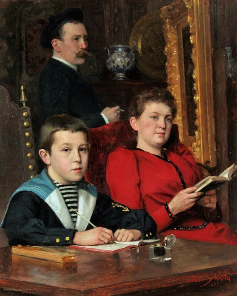 José Frappa, Self-portrait by José Frappa with his wife and his son Jean-José Frappa