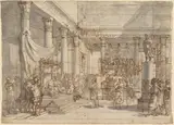Pietro Fancelli, Timotheus Playing the Lyre before Alexander and Thaïs in the Hall of the Palace at Persepolis