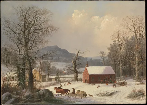 George Henry Durrie, Red School House (Country Scene)