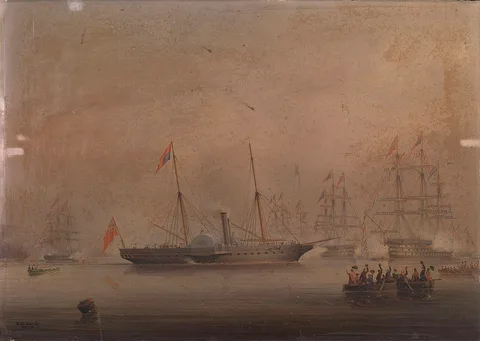 Nicholas Matthews Condy, The Royal Yacht in Plymouth Sound, 30 August 1843