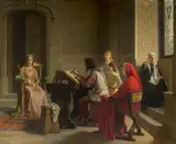 Pietro Saltini, Petrarch observing Simone Martini while painting a portrait of Laura