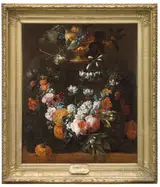 Gaspar Peeter Verbruggen II, Flower Garland and Gilded Bowl of Fruit