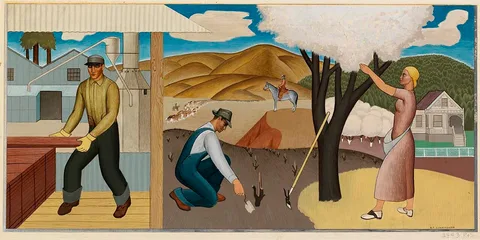 Ben Cunningham, Resources of the Soil (Mural Study, Ukiah, California Post Office)