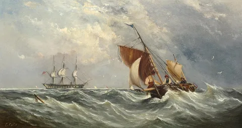 Ebenezer Colls, Sailboats in a squall