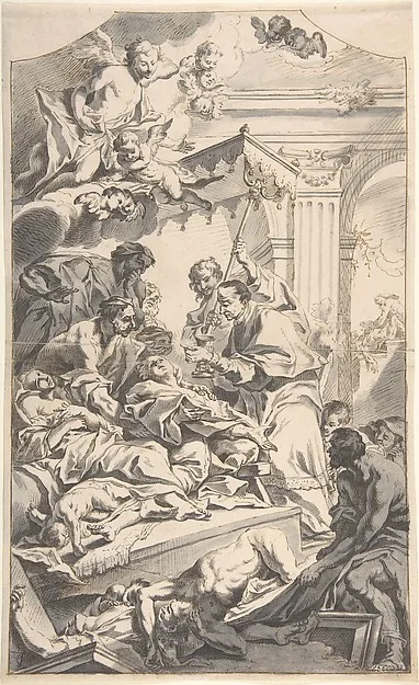 Johann Daniel Herz the Elder, Saint Carl Borromäus Giving Extreme Unction to the Plague-Stricken.