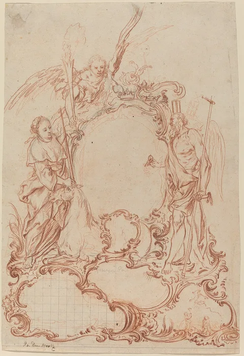 Johann Daniel Herz the Elder, Rococo Cartouche with Allegorical Figures