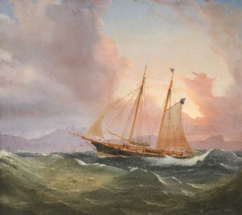 Tommaso de Simone, Cutter in a Swell (The Yacht 'Diadem')