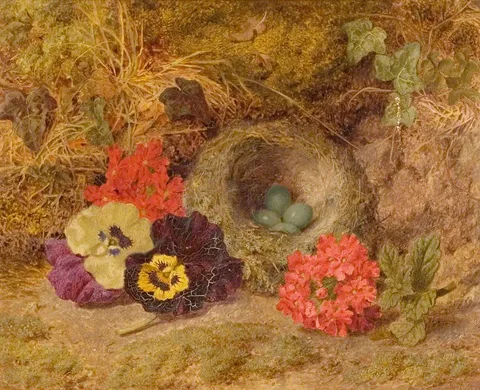 Thomas Worsey, A Bird's Nest, Pansies and Verbena