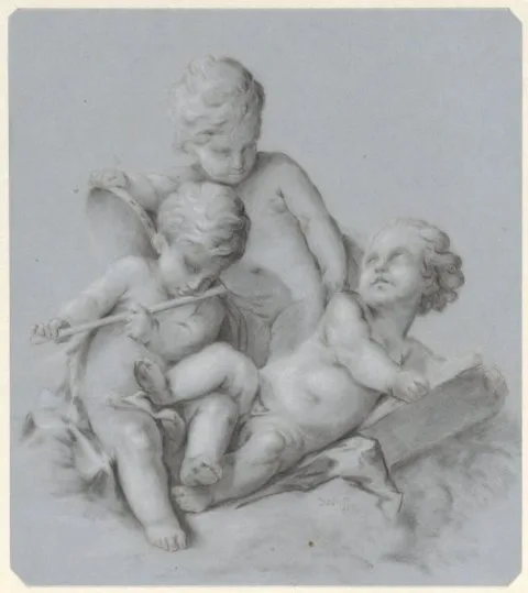 Ary Scheffer, Allegorie op de muziek, dans en poëzie uitgebeeld door drie Putti