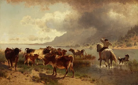 Conrad Bühlmayer, Cattle Herd on a Lakeshore