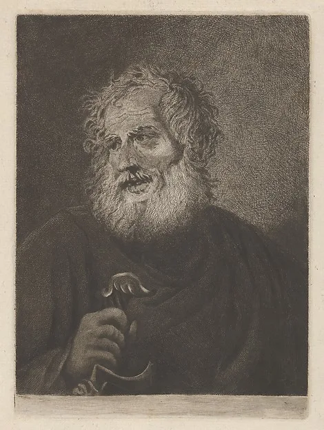 William Baillie, Old Man with a Long Beard Holding a Stick or Sword-hilt