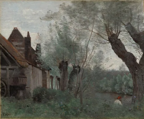 Jean-Baptiste Corot, Willows and Farmhouse at Sainte-Catherine-lès-Arras