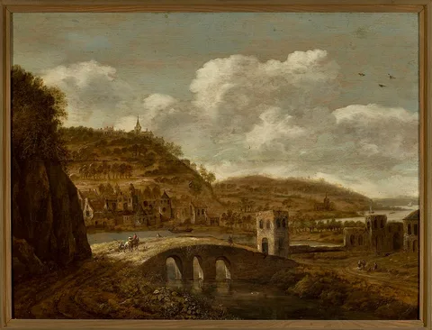 Dionys Verburgh, Mountain landscape with a bridge