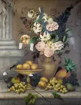 Edwin Steele, Still Life of Flowers and Fruit