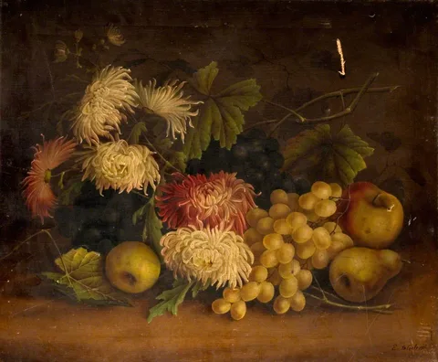Edwin Steele, Still Life of Flowers and Fruit