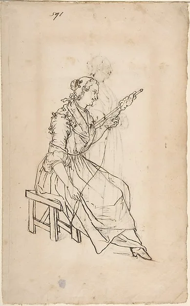 Giacomo Ceruti, A Woman Spinning (recto); A Woman Holding a Bundle (verso)