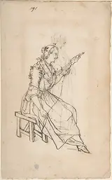 Giacomo Ceruti, A Woman Spinning (recto); A Woman Holding a Bundle (verso)