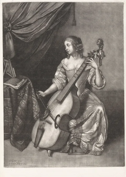 Peter Schenk the Elder, Woman playing a violoncello
