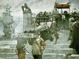 Carl Gustaf Hellqvist, Embarkation of the body of Gustavus II Adolphus at the Port of Wolgast 1633