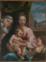 Rutilio di Lorenzo Manetti, Virgin and Child with the Young Saint John the Baptist and Saint Catherine of Siena