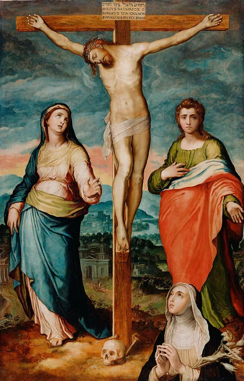 Marco Pino, Christ on the Cross with Saints Mary, John the Evangelist and Catherine of Siena