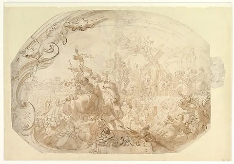 Gregorio De Ferrari, Study for Emperor Heraclius Carrying the Cross into Jerusalem