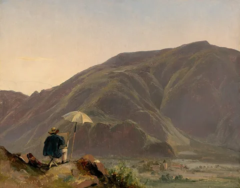 Jules Coignet, View of Bozen with a Painter