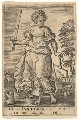 Johannes Wierix, Justice, from "The Seven Virtues and Knowledge"