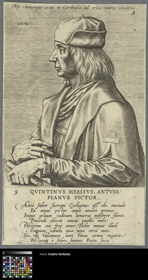 Johannes Wierix, Portrait of Quinten Massijs (Qvintinvs Mesivs, Anver Pianvs Pictor)