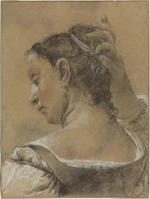 Domenico Maggiotto, A Young Woman Fixing Her Hair