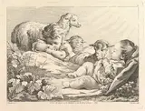 Pierre-Alexandre Aveline, Two Sleeping Children With Three Sheep