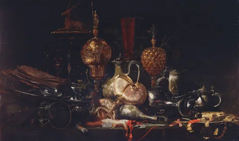François Ryckhals, Still Life with Gold Plate and Silverware