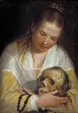 Alessandro Casolani, A Young Woman Contemplating a Skull