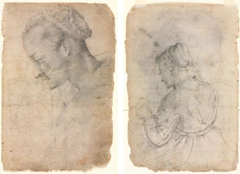 Alessandro Casolani, Profile of a Woman's Head (recto) A Kitchen Maid (verso) 