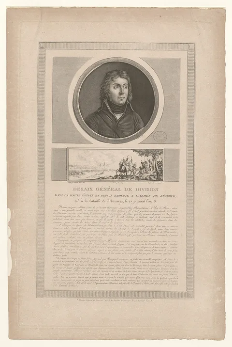 Jean Duplessis-Bertaux, Desaix général de division dans la Haute Egypte, et depuis employé à l'armée de réserve, tué à la bataille de Marengo, le 25 prairial l'an 8 BOYER 764