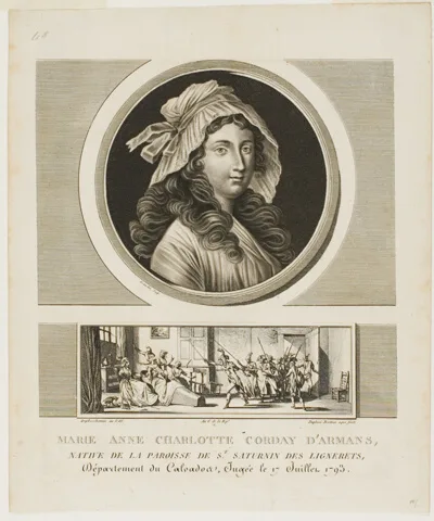 Jean Duplessis-Bertaux, Marie Anne Charlotte Corday d'Armans, from Tableaux historiques de la Révolution francaise, volume III