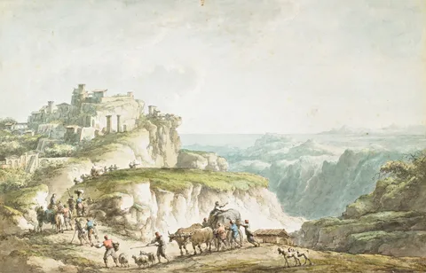 Claude-Louis Châtelet, View of Catanzaro (from “Voyage Pittoresque, ou Description des royaumes de Naples et de Sicile” by Jean-Claude Richard Abbé de Saint Non)