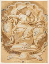 Francesco Mancini, Allegorical Figure with Arms of Alexander VIII (Ottoboni) and Arms of Papacy