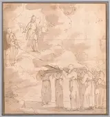 Giovanni Andrea de Ferrari, Members of a Monastic Order Carrying the Cross for Christ to Heaven