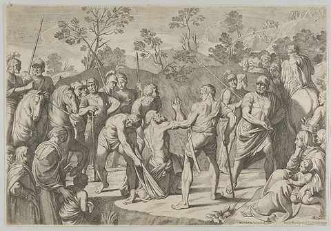 Carlo Cesio, Saint Andrew kneeling in prayer as he is led to the cross, after Reni