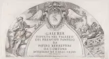 Carlo Cesio, Title page to "Galleria Dipinta nel Palazzo del Prencipe Panfilio" after the ceiling frescoes by Pietro da Cortona depicting the history of Aeneas in the Palazzo Pamphili, Rome