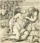Carlo Cesio, Diana and Endymion (Mythological Scene with a cupid drawing on verso)