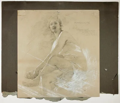 Edwin Blashfield, Terpsichore (recto), and Dancing Female Figure (verso), Mural Studies for Drawing Room Ceiling, Residence of Collis P. Huntington, now Yale University Art Gallery
