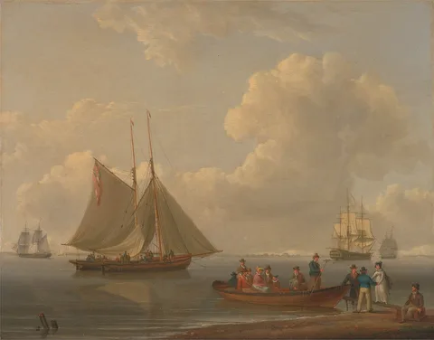 William Anderson, A Wherry Taking Passengers out to Two Anchored Packet