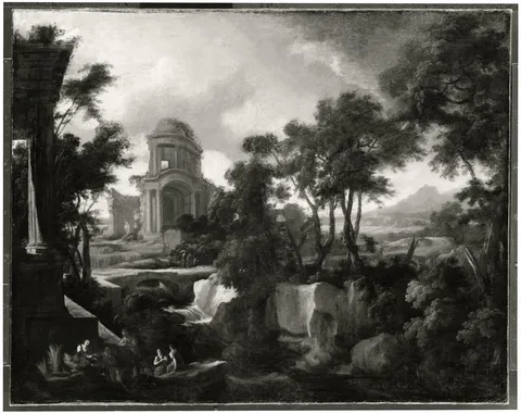 Pierre-Antoine Patel, Classical Landscape with Ruins and Harvesters